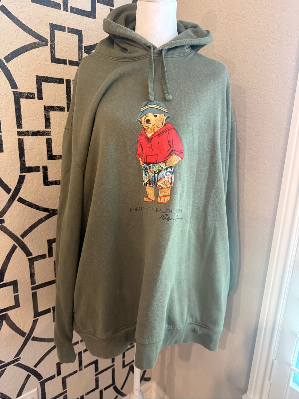 Polo Bear Ralph Lauren Olive Green Hoodie with Polo Bear